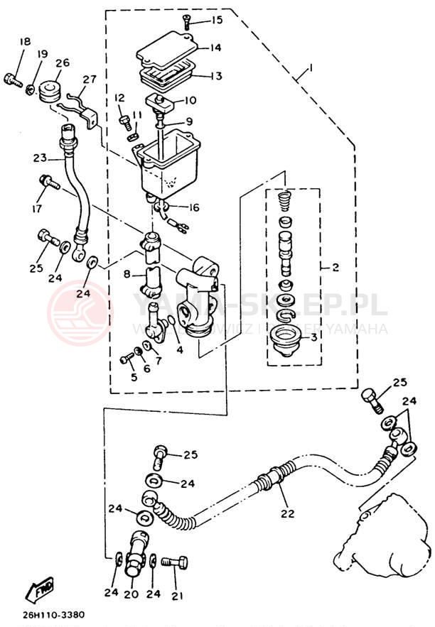 Schemat "Pompa hamulcowa tył" do Yamaha XVZ12TDK