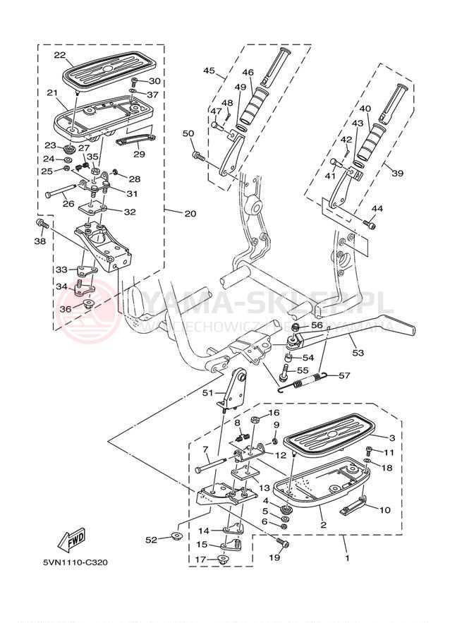 Schemat "Stopka postojowa i podnóżki" do Yamaha ROAD STAR SPOKE XV17AV/XV17AVC