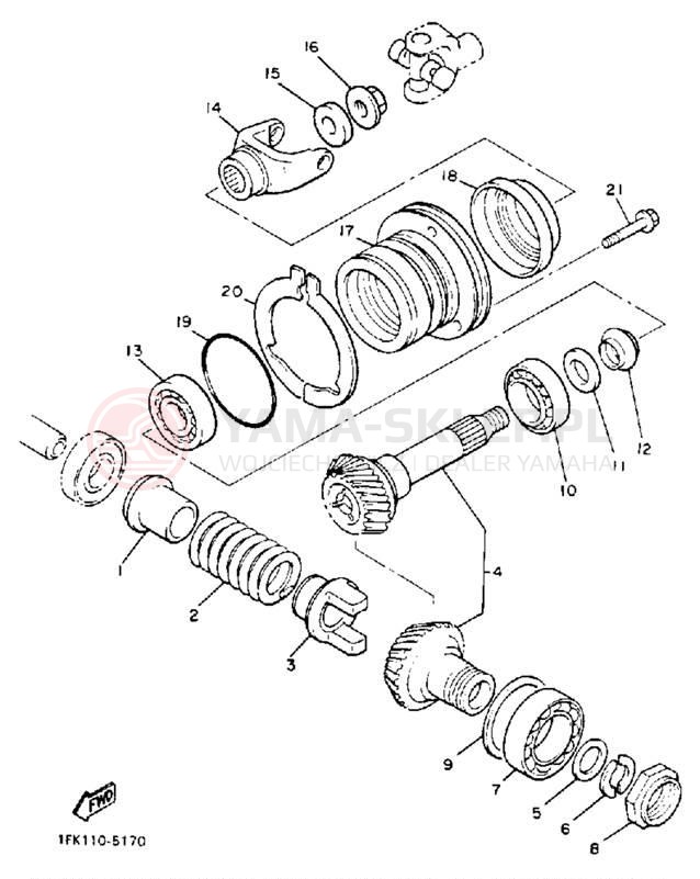 Schemat "Przeniesienie napędu" do Yamaha XVZ13DEC/XVZ13DE