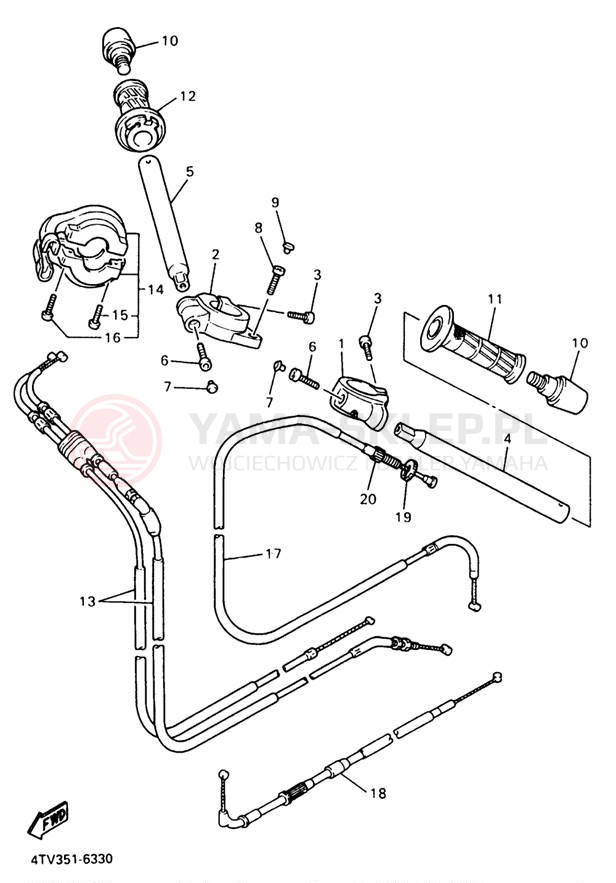 Schemat "Kierownica i osprzęt" do Yamaha YZF600RJC/YZF600RJ