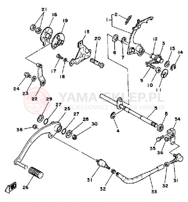 Schemat "Dźwignia zmiany biegów" do Yamaha YT125H