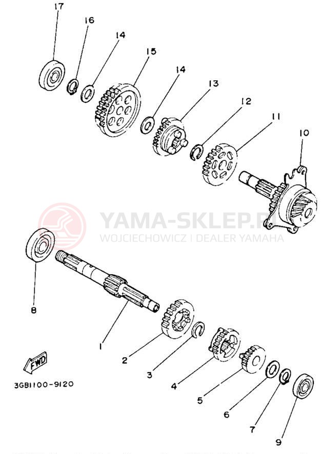 Schemat "Skrzynia biegów " do Yamaha CHAMP YFM100B