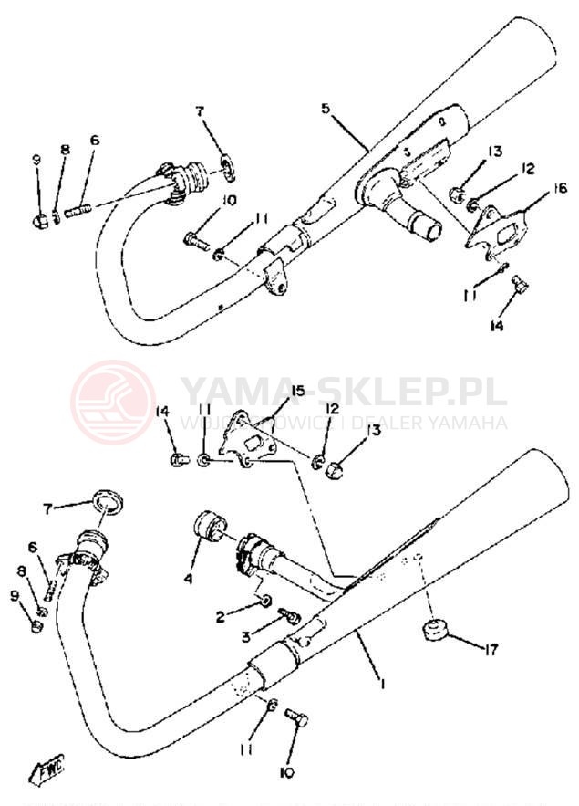 Schemat "Wydech końcowy" do Yamaha XS650G