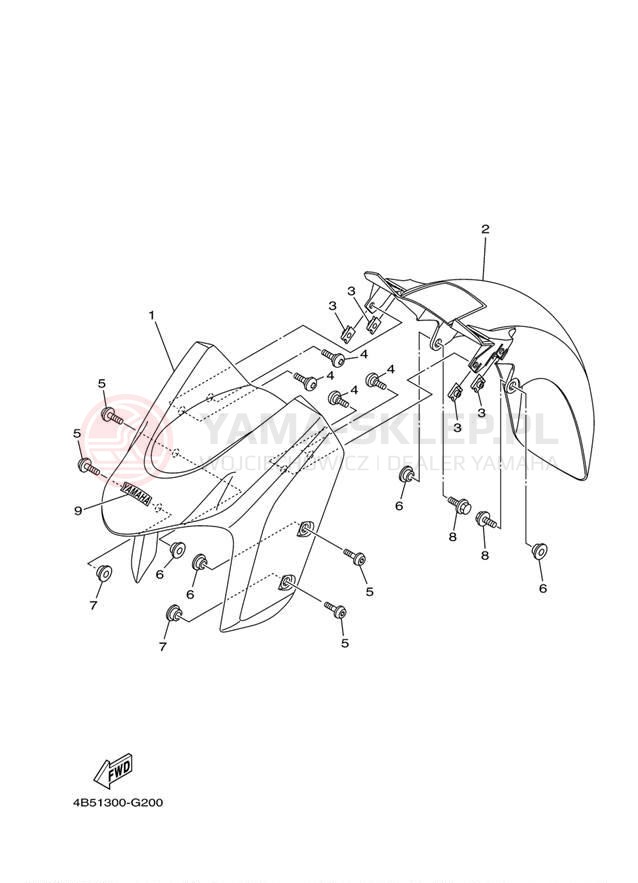 Schemat "błotnik" do Yamaha TMAX XP500YL