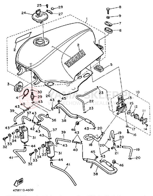 Schemat "zbiornik paliwa" do Yamaha FJ1100NC/FJ1100N