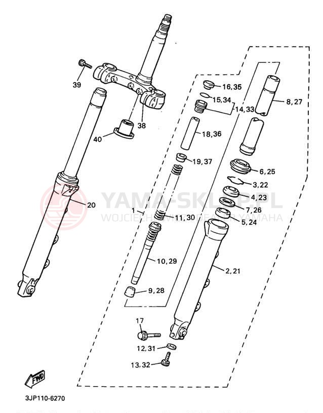 Schemat "Amortyzatory przód" do Yamaha V-MAX 1200 VMX12JC/VMX12J