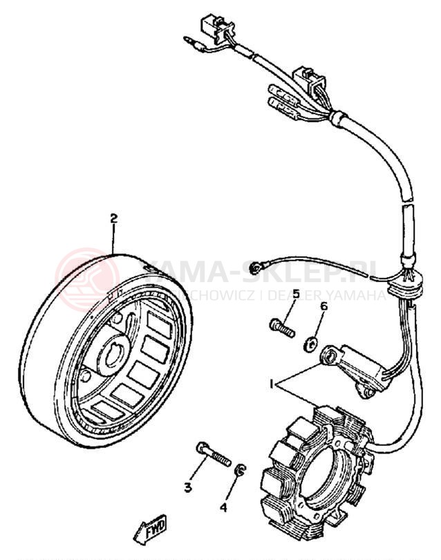 Schemat "prądnica" do Yamaha XT600NC/XT600N
