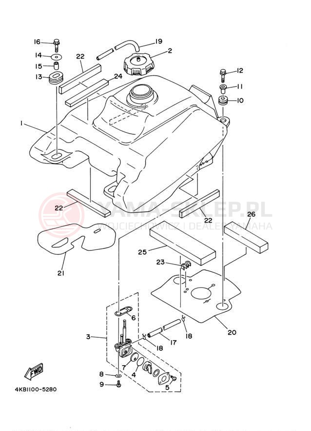 Schemat "zbiornik paliwa" do Yamaha WOLVERINE 4X4 YFM35FXS