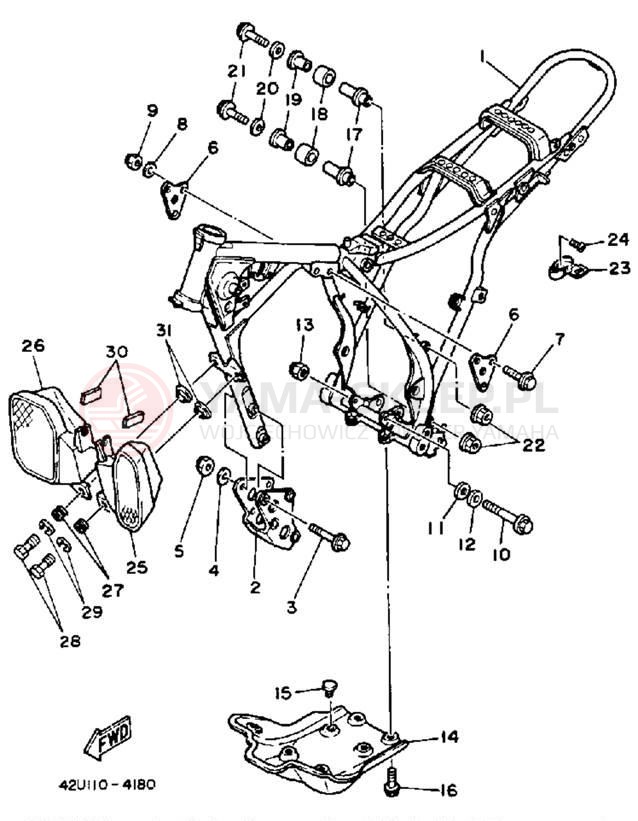 Schemat "rama" do Yamaha XT250LC/XT250L