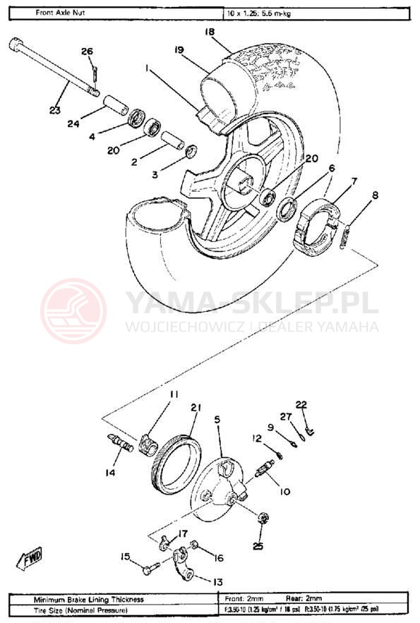 Schemat "Koło przód" do Yamaha LC50G