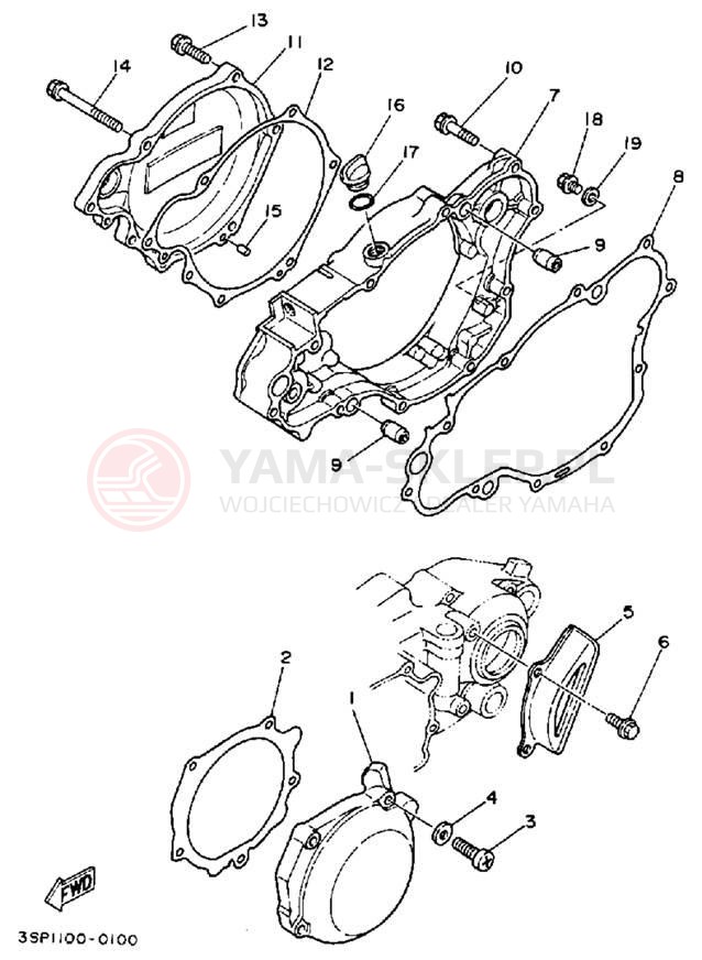 Schemat "Pokrywa silnika" do Yamaha YZ250A
