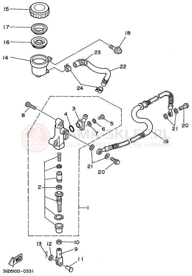 Schemat "Pompa hamulcowa tył" do Yamaha WARRIOR YFM350XLC/YFM350XL