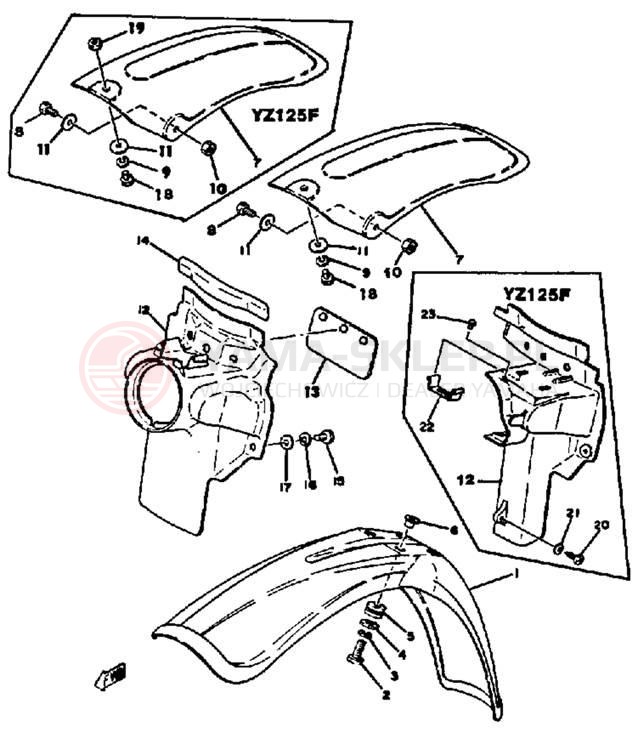 Schemat "błotnik" do Yamaha YZ125G