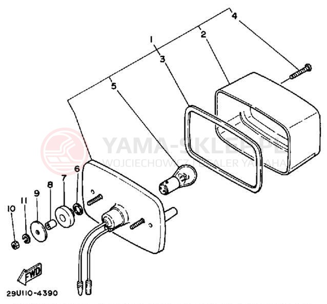 Schemat "lampa tył" do Yamaha MOTO-4 YFM350ERU