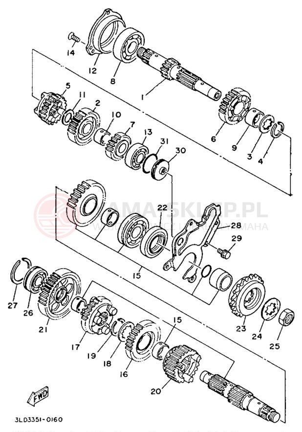 Schemat "Skrzynia biegów " do Yamaha TDM850 TDM850E/TDM850EC