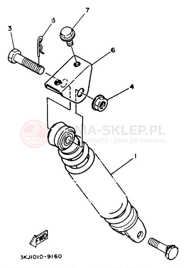 Schemat "zawieszenie tył" do Yamaha JOG CY50E