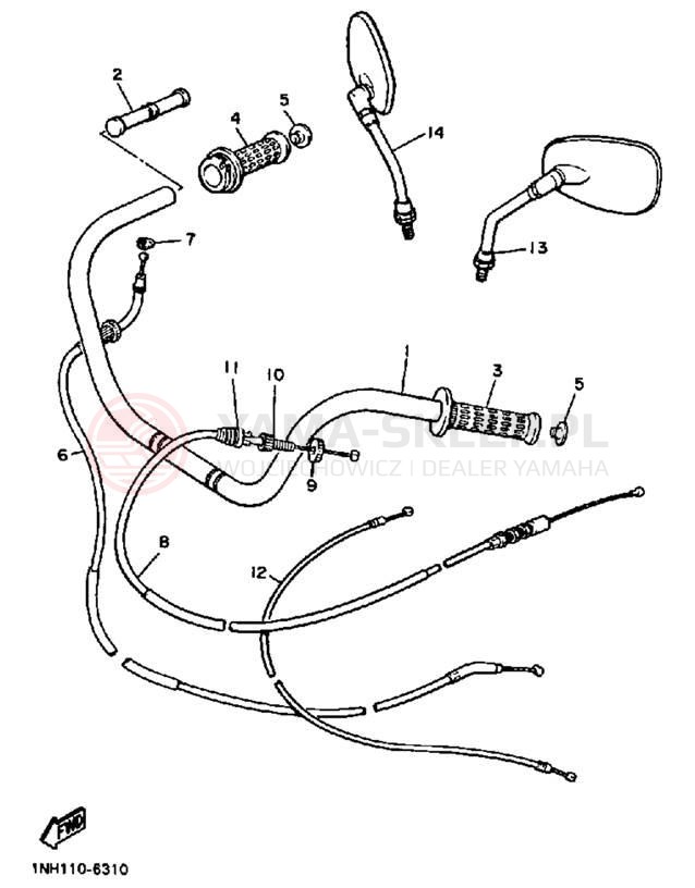 Schemat "Kierownica i osprzęt" do Yamaha MAXIM XJ700S/XJ700SC
