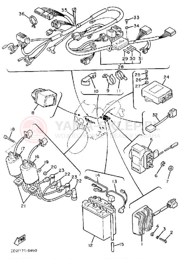 Schemat "układ elektryczny" do Yamaha FZ600UC/FZ600U