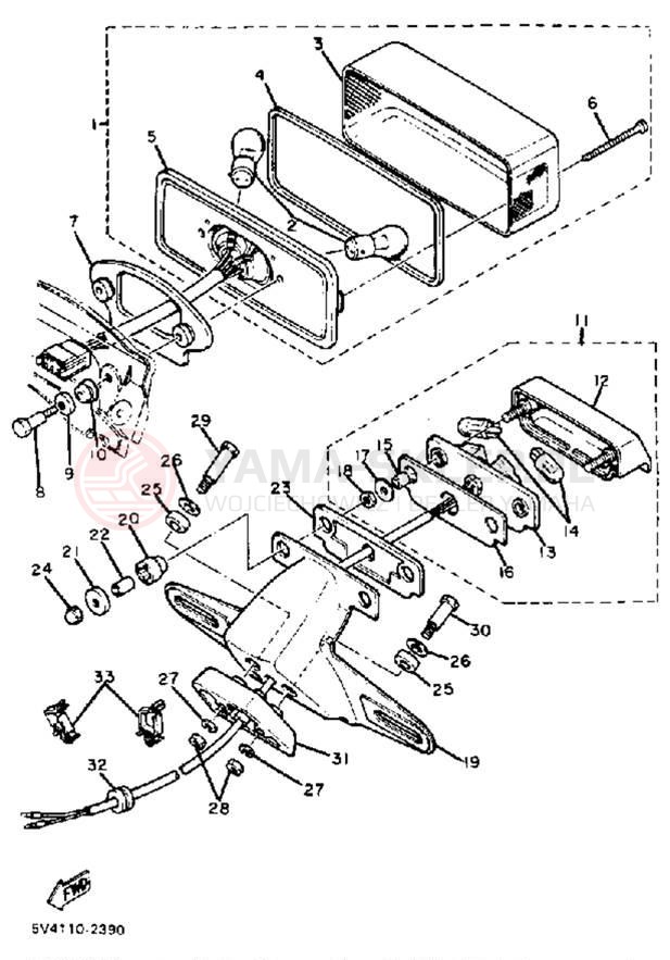 Schemat "lampa tył" do Yamaha XS650SJ