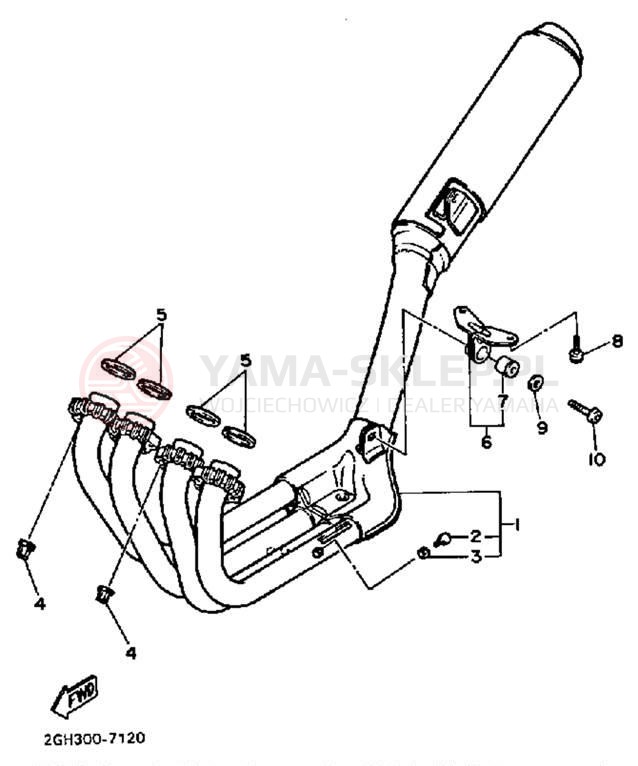 Schemat "Wydech końcowy" do Yamaha FZR750RT