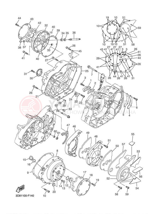 Schemat "Pokrywa silnika" do Yamaha V STAR 1300 XVS13AW/XVS13AWC