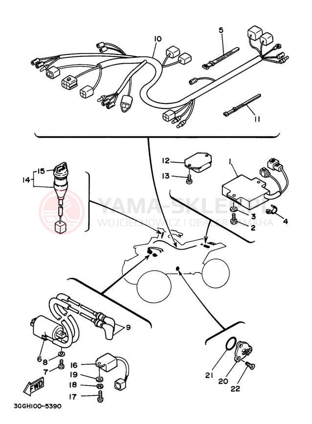 Schemat "układ elektryczny" do Yamaha BANSHEE YFZ350K