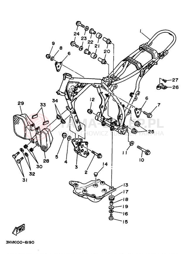 Schemat "rama" do Yamaha XT350J/XT350JC