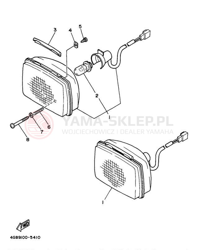 Schemat "Lampa przód" do Yamaha TIMBERWOLF 2WD YFB250UJ_M