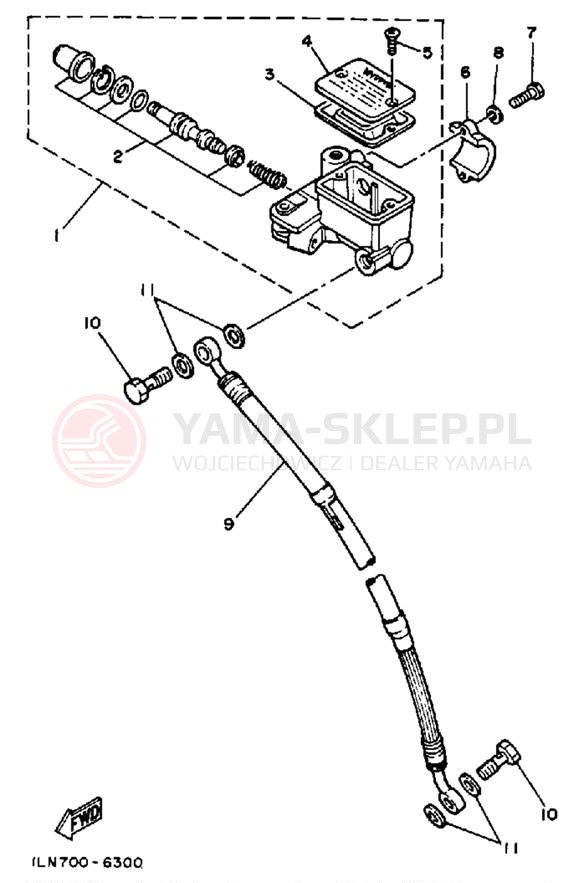 Schemat "Pompa hamulcowa przednia" do Yamaha TT350T