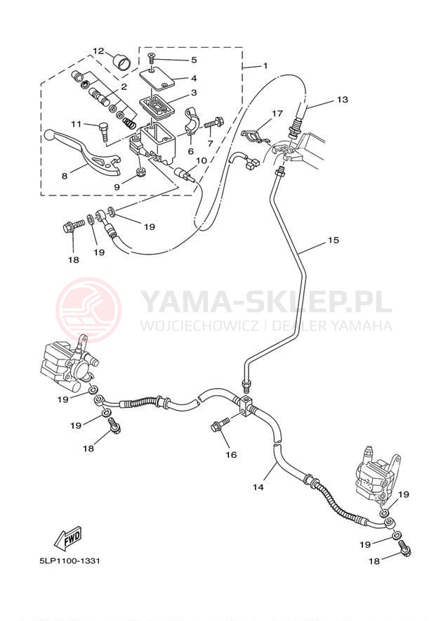Schemat "Pompa hamulcowa przednia" do Yamaha 660R RAPTOR YFM660RT