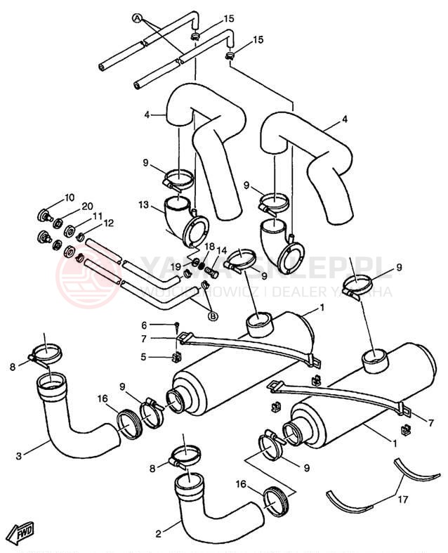 Schemat "Wydech końcowy" do Yamaha LS2000 LST1200X