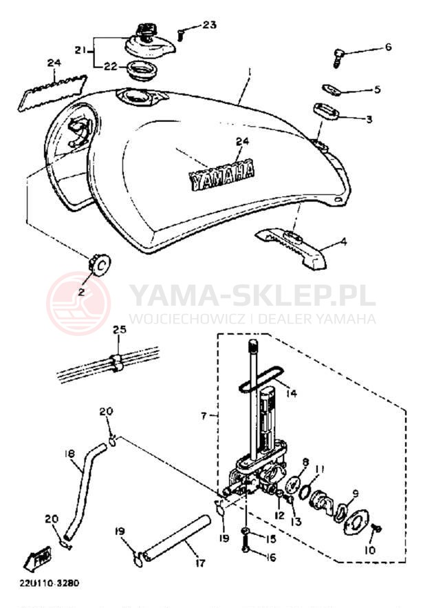 Schemat "zbiornik paliwa" do Yamaha XV500K