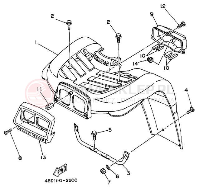 Schemat "Przedni błotnik" do Yamaha YFB250D_MN