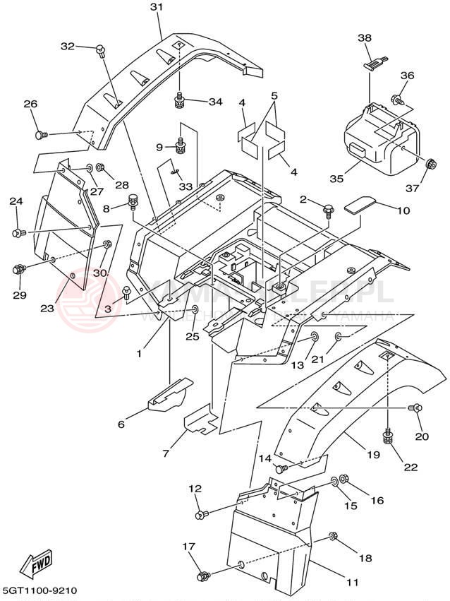 Schemat "Tylny błotnik" do Yamaha GRIZZLY YFM600FWAL/YFM600FWAL