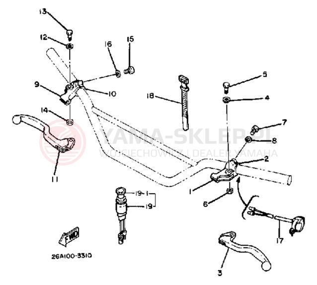 Schemat "Kierownica i osprzęt" do Yamaha IT250K