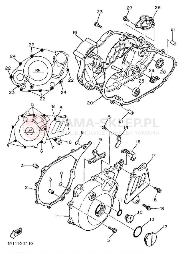 Schemat "Pokrywa silnika" do Yamaha XT600UC/XT600U