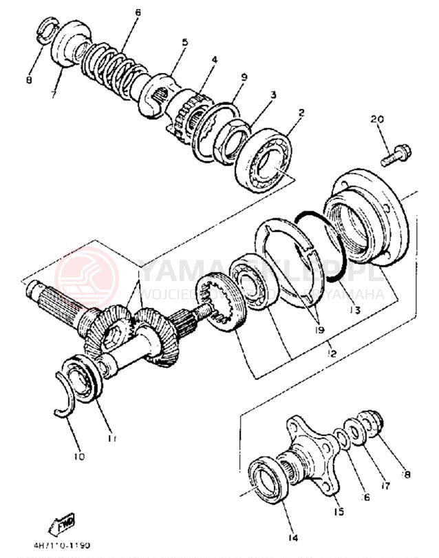 Schemat "Przeniesienie napędu" do Yamaha XJ750MK