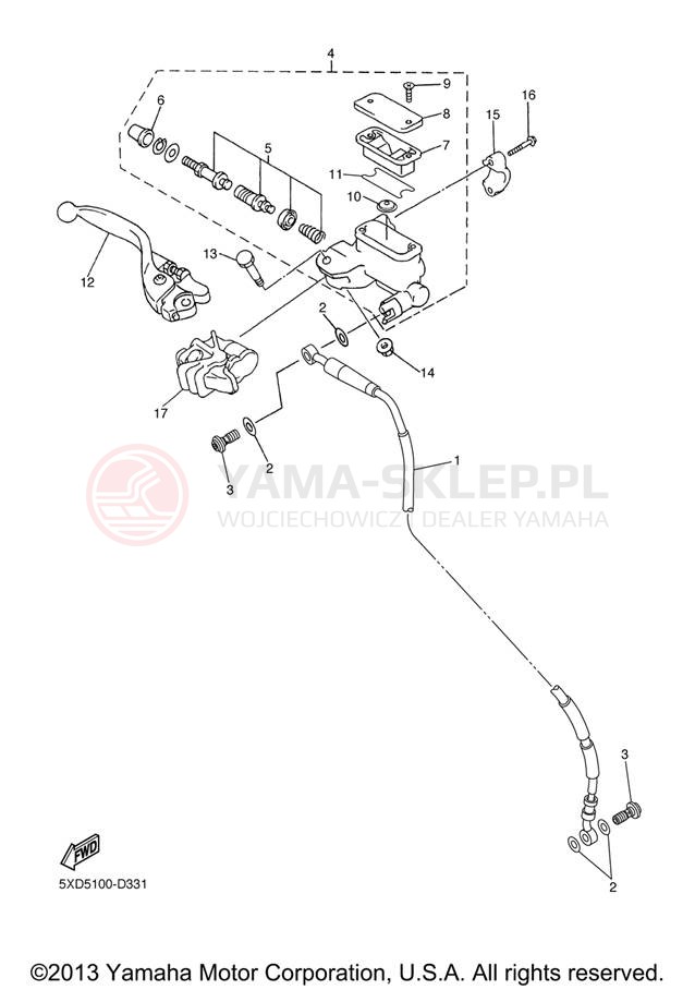 Schemat "Pompa hamulcowa przednia" do Yamaha WR450F WR450FV