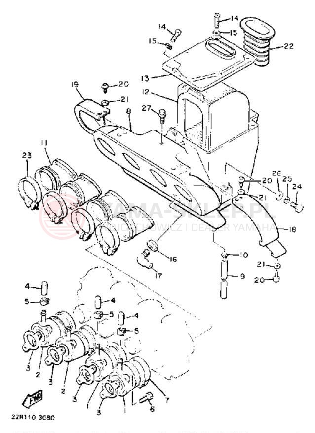 Schemat "Filtr powietrza" do Yamaha XJ750MK