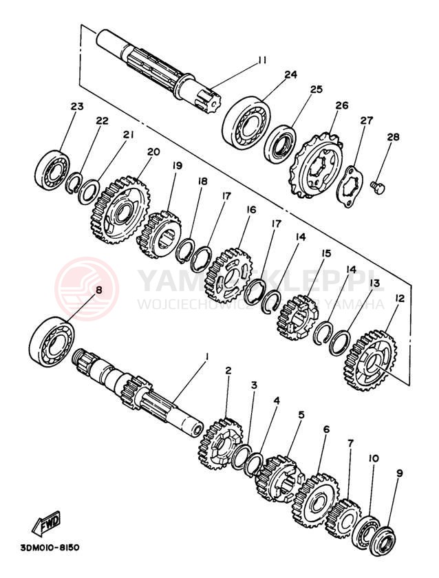 Schemat "Skrzynia biegów " do Yamaha VIRAGO 250 XV250N/XV250NC