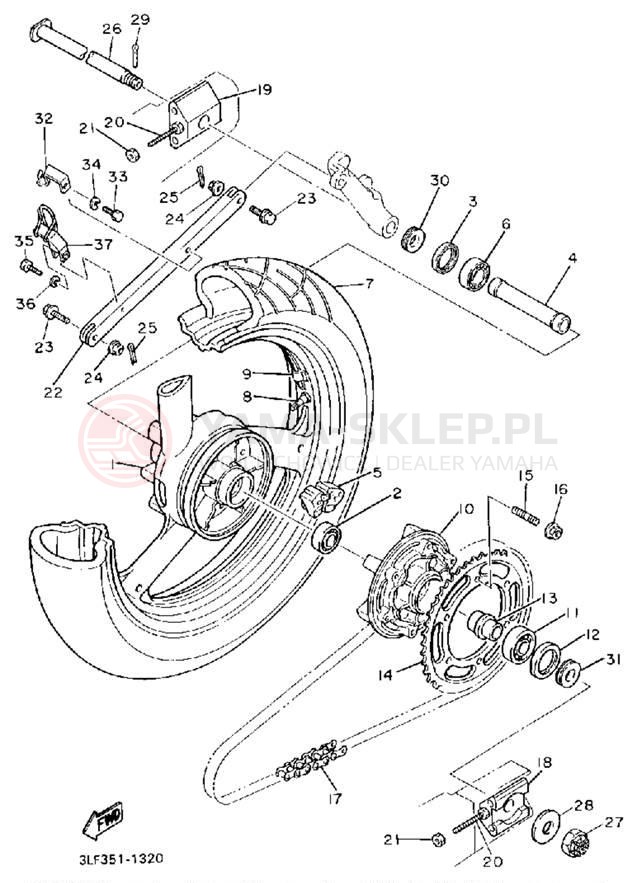 Schemat "Koło tył" do Yamaha FZR1000EC/FZR1000E