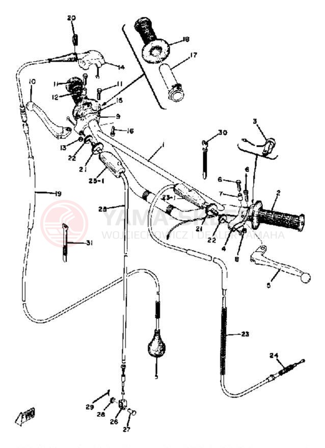 Schemat "Kierownica i osprzęt" do Yamaha YZ125A