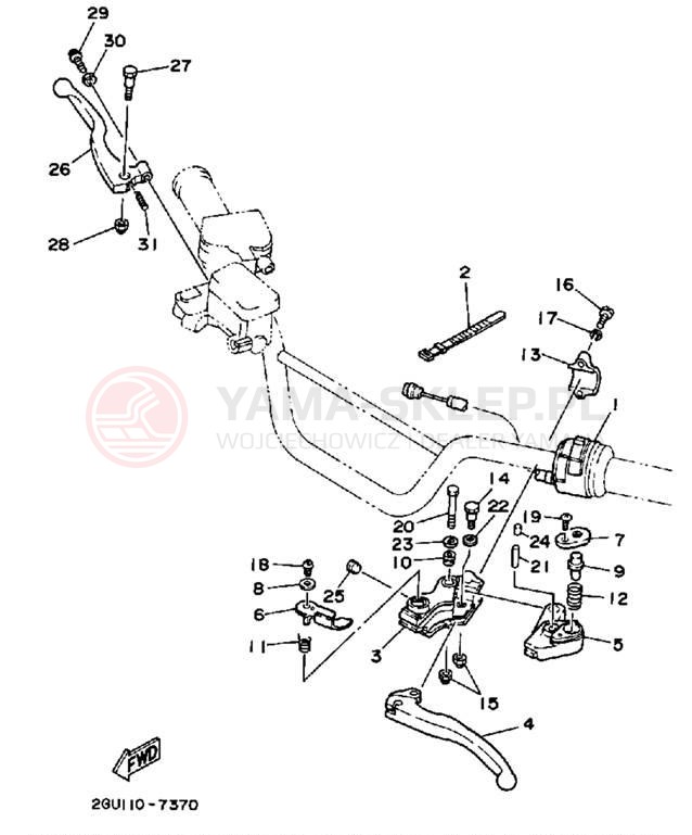 Schemat "Kierownica i osprzęt" do Yamaha YFZ350T
