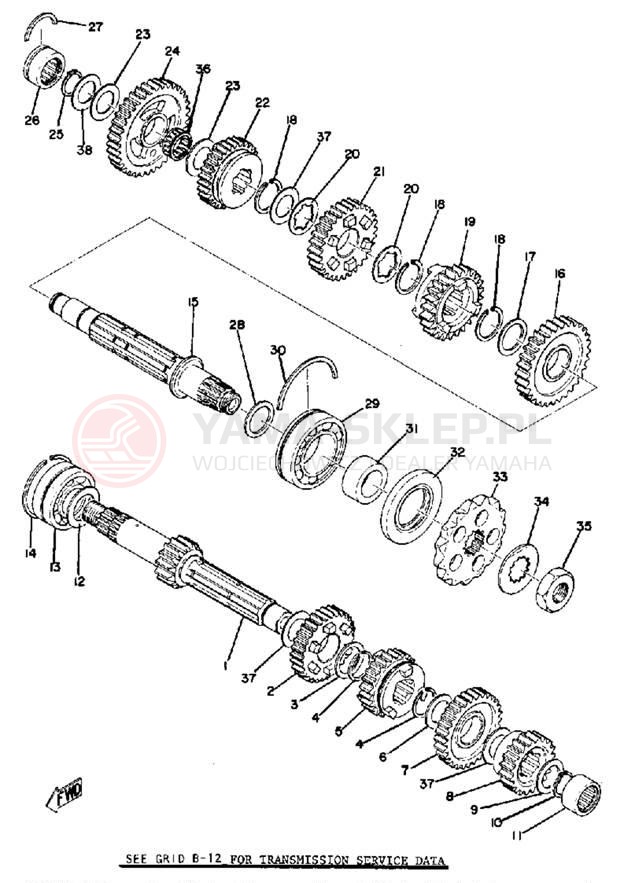 Schemat "Skrzynia biegów " do Yamaha TX500A