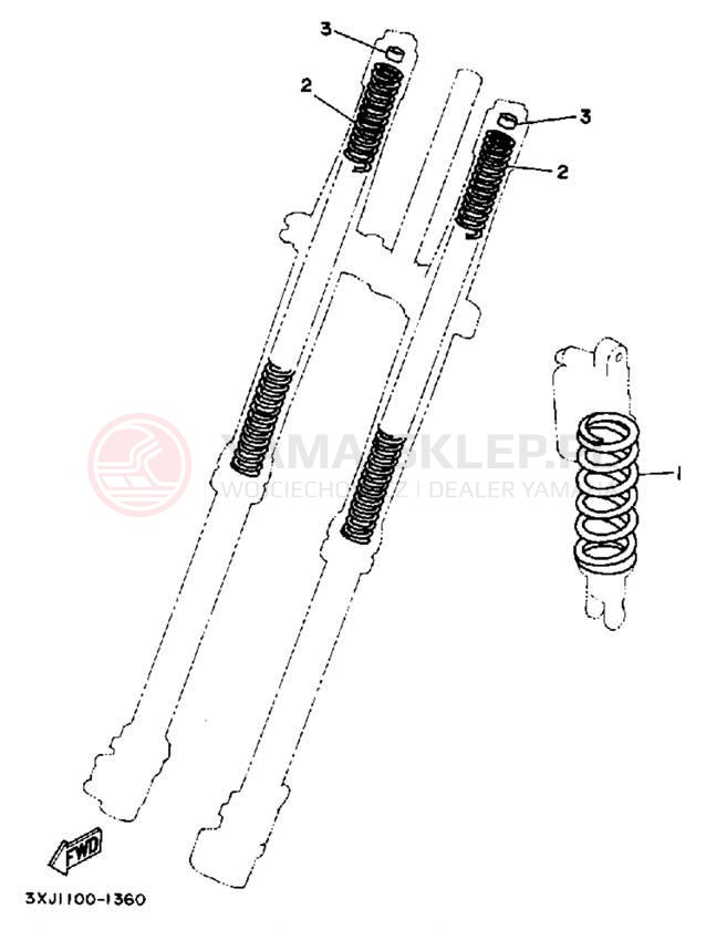 Schemat "Zawieszenie przód" do Yamaha WR250ZD