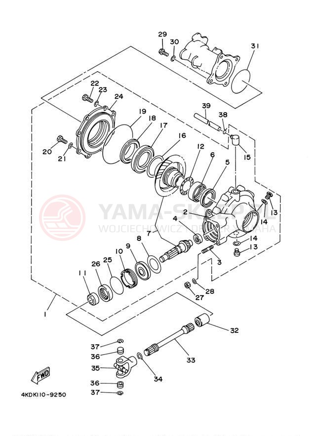 Schemat "Wał napędowy" do Yamaha TIMBERWOLF 4WD YFB250FWM
