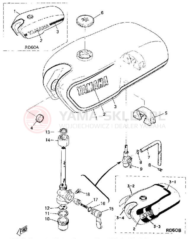 Schemat "zbiornik paliwa" do Yamaha RD60A
