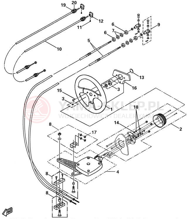 Schemat "Kierownica i osprzęt" do Yamaha AR210 LST1200DB