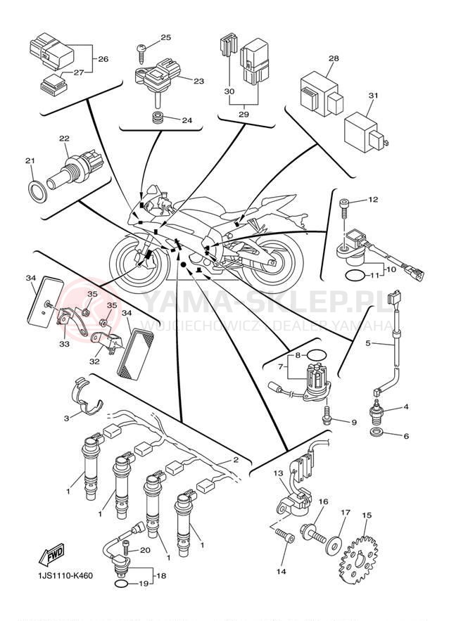 Schemat "układ elektryczny" do Yamaha YZFR6 YZFR6YCO/YZFR6YO