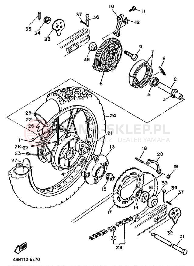Schemat "Koło tył" do Yamaha XT600TC/XT600T